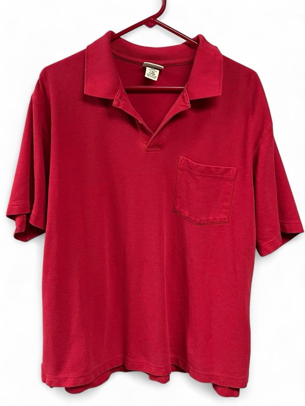 L.L. Bean Polo Shirt Short Sleeve Cotton Red Men’s Size Large
